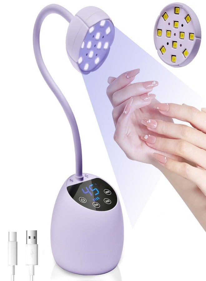 CGBE UV Nail Lamp, Cordless Gooseneck Gel x Lamp, 36W Mini Flash Cure Light, Portable USB LED Nail Light with 4 Timers & Auto Sensor for Salon Home DIY Use, Purple - Image 1